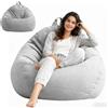 Umllpet Pouf XL, rivestimento per pouf, pouf a forma di goccia, solo rivestimento (senza imbottitura), per adulti e bambini, da gioco, per soggiorno, divano, esterno, 100 x 120 cm (grigio chiaro)