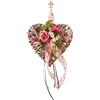 Flair Flower Cuore in legno con rose artificiali, bacche e fiocco da appendere, ghirlande a forma di cuore, composizione floreale, rose, ghirlanda da parete, per San Valentino, decorazione romantica