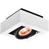 GTV LOID Faretto da soffitto a 1 luce, 18,5 x 18,5 x 9 cm, moderno faretto quadrato in metallo, attacco GU10 ES111, orientabile, IP20, ideale per soggiorno, cucina, ufficio e hall dell'hotel