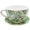 Dekohelden24 Vaso per fiori, vaso per piante, vaso per piante, vaso per fiori, vaso per piante con manico in ceramica, motivo viticcio, 25 x 23 x 14 cm (lunghezza x larghezza x altezza).