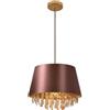 GTV NESTO Lampadario a sospensione Ø 30 cm - paralume marrone con cristalli, superficie interna dorata, attacco E27, IP20, cavo regolabile in altezza, per camera da letto e soggiorno, illuminazione