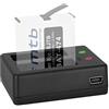 mtb more energy Caricabatteria doppio (USB) per SJCAM SJ7 Star 4K NATIV WiFi (Black/Silver/Rose Edition), SJ7000 Star Actioncam - Cavo USB micro incluso (2 batterie simultaneamente caricabili)