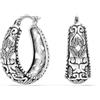 LeCalla 925 Sterling Silver Hoop Orecchini Gioielli Antichi Floreali Filigrana Leggeri Ovali Piccoli Orecchini Cerchi per Donne - 23mm