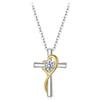 luvhaha Collana da donna in argento Sterling 925 con diamante Mozambico e croce dorata