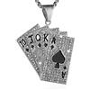 AsAlways Collana da uomo placcata oro 18 K con ciondolo a forma di carte da gioco, in acciaio inox, con simbolo dell'asso di vanga, collana da casinò e bar, gioielli, idea regalo, 5 x 5 cm, in acciaio