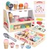 Toaren Gelateria Giocattolo, Cucina Cibo in Legno per Bambini, Accessori da Cucina Montessori, Gioco di Ruolo Educativo Regalo per Bambina 3 4 5 6 Anni