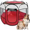 LUPATDY Recinto per Cani da Interno, Portatile Box Cani per Interno ed Esterni, Box Pieghevole per Cane e Gatti, Kennel Cane Piccolo, Gabbia per Gatto, Cucciolo Conigli, 74 x 74 x 43 cm (Rosso)