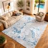 Livabliss Adria Tappeto Salotto Moderno Astratto Tappeto Soggiorno, Camera da Letto, Pranzo Moderni Tappeti Effetto Marmo, Morbido e Pelo Corto, Ampio 120x170 cm, Grigio, Blu e Avorio
