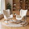 MEUBLE COSY Set di 2 Sedia a Dondolo Confortevole Poltrona Relax Imbottita in Tessuto Bouclé con Gambe in Legno e Metallo per Soggiorno