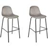 HOME DECO FACTORY, HD0068, Set di 2 sedie da bar Giulia Grigie, edizione lounge, mobili, seduta, sgabello e sedia da bar, 46 x 100,4 x 48,2 cm, altezza seduta 70 cm, grigio nero