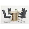 Hela Tische Alina Set da pranzo da 5 pezzi, con tavolo a colonna in rovere Sanremo da 120-180 x 80 cm e 4 sedie cantilever, struttura in metallo cromato