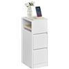 VASAGLE KAILYN Collezione - Comodino Stretto, Tavolino con 2 Cassetti e Scomparto verso Sinistra o Destra, per Camera da Letto, Soggiorno, Moderno, Bianco Nuvola LET656W01