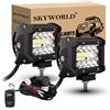 SKYWORLD 2 Pcs 4 Pollici 10 cm 60W Faro da Lavoro LED con 12V Cablaggio Kit | Fari Luci di Lavoro Fuoristrada Off Road Luci di Guida Impermeabile per 4x4 Auto ATV SUV Camion Trattore, Faretti Fendinebbia