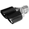 Krtopo Punte di Scarico da 54 mm Terminale di Scarico per Auto in Acciaio Inossidabile e Fibra di Carbonio Lucida, Ingresso 2.1 Uscita 3.5 (89 mm) (Doppie punte-Nero Argento Brillante-54mm)
