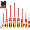 CCLIFE 9 Pezzi set cacciaviti da elettricista cacciaviti isolati con punte a Taglio, Phillips, Pozidriv, VDE da 1000 V set cacciavite isolato elettricista con tester di sicurezza