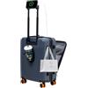 HUIDA TECH Valigia da 20 pollici con scomparto per laptop, valigia leggera rigida e serratura TSA, bagaglio a mano con ruote girevoli, ricarica USB e portabicchieri, Blu, 20Inch, Classico