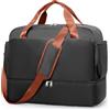 HPLQQ Borsone da Viaggio Donna Bagaglio a Mano Easyjet 45x36x20, Borsa Sportiva Borsone da Palestra con Scomparto per le Scarpe, Borsa da Weekend, Ospedale Parto,C05-Nero-Marrone