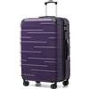 COOLIFE Valigie Valigia Trolley rigido ultraleggero e capiente,Chiusura a combinazione laterale con TSA, 4 ruote per facilitare il trasporto (Grigio-viola, 77cm)