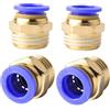 ANGEEK 4 pezzi 12mm 1/2''PT filettatura esterna dritta Push to Connect Fittings per tubo a innesto pneumatico connettore rapido