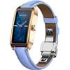 findtime Fitness Tracker Damen Slim Elegant Luxus Schwarz Gold Classic Smartwatch Damenuhr Fitness Uhr für Frauen Aktivitätstracker Pulsuhr Sportuhr mit Herzquenz SchlafMonitor Pedometro Rettangolare, Blu