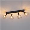 Klighten Faretti da Soffitto Vintage Orientabili con 4 Attacco E14, Nero Industriale Plafoniera 4 Luci, lampada Soffitto per Cucina, Soggiorno, Camera da Letto, 55.5cm, Lampadina non Inclusa