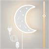KZT 14W Applique da Parete Interno con Interruttore Dimmerabile Lampada da Parete Bianco Caldo 3000K Lampada da Comodino Design in Luna Lampada da Notte per Camera da Letto Bambini Soggiorno