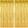 O-Kinee Tende Metalliche Tinsel,2 Pezzi Oro Tende di Tinsel，Tende in Lamina Frange Scintillante Shimmer per Compleanno Festa di Nozze Halloween Decorazioni Photo Booth Decorazioni (1m*2m)