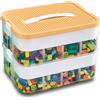 Kongming Scatole di Plastica per Lego, Trasparenti Scatola Giochi per Bambini con Scomparti,Contenitori Mattoncini Impilabili,per Riporre i Giocattoli dei Bambini (giallo, 30,5x23x23 cm)