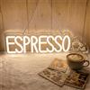 Astuddy Insegna al neon per caffè espresso Luce al neon per caffè a LED, Insegne luminose per caffè bianco caldo con USB e dimmerabile, Lampada al neon a sospensione per bar, cucina, caffetteria