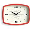 Jones Clocks® Movie orologio da parete | Orologio retro rettangolare | 25cm | Rosso | Aspetto alla moda del design di metà secolo per cucina, soggiorno o ufficio