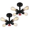 PETITES ECREVISSES 2 pezzi Plafoniera Industriale Lampada da soffittoper con 4 Yeste Lampada a sospensione a Tubo d'acqua Vintage Illuminazione E27 Interni per Soggiorno Camera da Letto Cucina