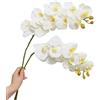 Urier Orchidea artificiale da 96,5 cm, realistica al tatto, in lattice, rami di Phalaenopsis, fiori artificiali, per matrimoni, feste, casa, giardino, decorazione (bianco, 96,5 cm)