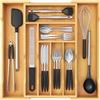 Lifewit Grande portaposate per cassetti, profondità 47 cm, inserto per posate estraibile fino a 50 cm di larghezza, organizer per cassetti da cucina, porta posate in bambù per cucchiai/forchette