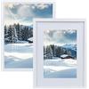 Joyshare Cornice Foto 30x40cm Set di 2, con Telaio in Legno MDF Bianco Nero 16 Pollici, Natura Moderna con Vetro Acrilico/Cornice Ritratto/Cornice Rimovibile (Bianco, 30x40cm)