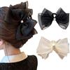 TOFBS 2 Pezzi Fermagli per Capelli con Fiocchi in Rete con Strass Pinze per Capelli Antiscivolo Elegante Fiocco Fermaglio Capelli Accessori per Donne e Ragazze