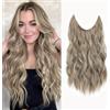 Ms TAj Extension per capelli biondi cenere, 50,8 cm, con clip rimovibili regolabili, invisibili, capelli ricci sintetici segreti, per donne