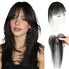MY-LADY Frangia Clip Capelli Veri Wispy Bangs, Frangetta Finta Effilata #01 Nero 10g per Donne