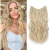 Ms Taj - Extension di capelli invisibili a filo da 50 cm, capelli lunghi biondi con clip regolabili, extension sintetiche, un pezzo di capelli ricci per donne