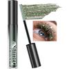 Lestpola Mascara con Paillettes Verde, Diamante Pailleté a Lunga Durata Impermeabile, Volume e Lunghezza, Anti-sbavatura, Regalo Donna Occhi per Natale