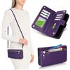 SailorTech Custodia per iPhone 15 Plus Portafoglio con slot per porta carte di credito, iPhone 15 Plus Custodia Portafoglio Zipper con Cellulare Regolabile Collana-Viola