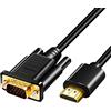 Herfair Cavo da HDMI a VGA, adattatore placcato in oro 1080P, cavo attivo di conversione video da HDMI digitale a VGA analogico per desktop, laptop, proiettore, monitor, HDTV, Xbox (1m)