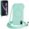 FMPCUON FNPCUON Cover Magnetica Silicone per iPhone XR con Cordino,Compatibile con MagSafe,Custodia con Laccio Collana Tracolla Collo Sottile TPU Antiurto Protettiva Case con Corda.Menta verde