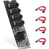 Binardat M.2 a scheda SATA a 4 porte, controller SATA 3.0 da 6 Gbps, include 4 cavi, per Windows 10/11