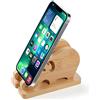 FadyDail Elefante Supporto Telefono in Bambù, Porta Cellulare da Tavolo Portatile in Legno Supporto Smartphone Phone Stand per iPhone, iPad, Desktop, Tablet e Tutti i Telefoni