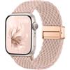 Easuny Intessuto Cinturino Compatibile con Cinturino Apple Watch 44mm 42mm 46mm 45mm 49mm - Magnetica Elastica Strettoia Nylon Band Per Cinturini Apple Watch Serie 10 SE 9 8 7 6 5 4 3 2 1 Ultra - Rosa