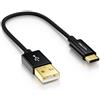 deleyCON 15cm Cavo USB-C - Cavo di Ricarica Cavo Dati - Nylon + Spina in Metallo - USB C a USB A - Compatibile con Apple Samsung Google Huawei Xiaomi Tablet Laptop PC - Nero