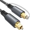 WARRKY Cavo Ottico Audio Digitale, 1,8m [Intrecciato, Custodia sottile in metallo, Spina placcata oro] Toslink, compatibile con Soundbar, TV, Samsung, Bose, LG, Sony