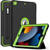 DAORANGE Cover per iPad 9a / 8a / 7a Generazione, Custodia Cover per iPad 10.2 2021/2020/2019, Robusto Pesante Antiurto Caso con portapenne, Supporto Trifold e Auto Svegliati/Sonno (Nero/Verde)