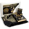 ihvan online Set di 7 pezzi di lusso per preghiera islamica con perline di corano e preghiera Tesbih e tappeto di preghiera con design Kaaba e bastone Miswak & odore solido & cappelli Kufi & Hacerül Esved