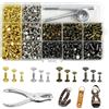 GOWTX 360 Rivetti per Cuoio Doppia Calotta, Rivetti Ottone 4 Colori con Utensili | Borchie Metalliche per Riparare Vestiti Scarpe Borse Cinture, Assortito Decorazione Punk Cucito, 3 Misure 6-12mm